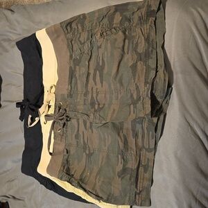 a.n.a shorts. All size 6. Barely used. Black, camo, beige.